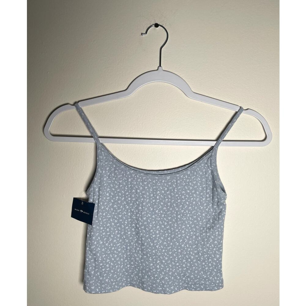 BRANDY MELVILLE Dusty Blue Ditzy Floral Crop Baby Tank Top Coquette Cottage y2k